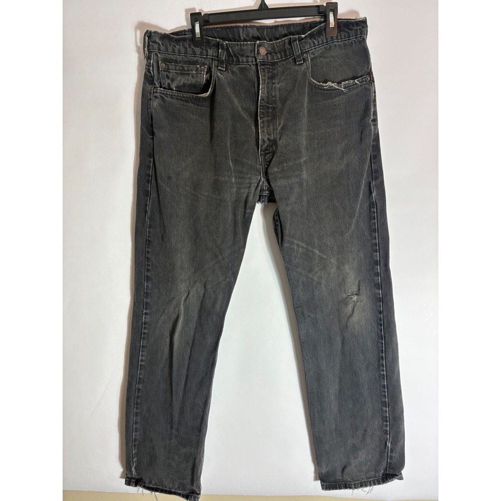 Vintage Levi 505 Black Faded Straight Leg Jeans Mens 38x32 Skater Grunge 90s